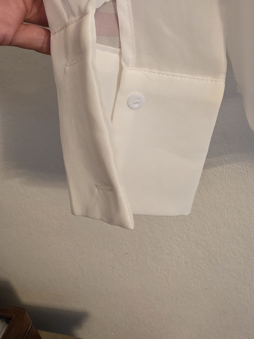 White Embroidered Floral Sheer Button-Front Blouse - Picture 6 of 8